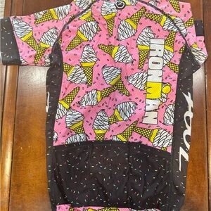 Ironman Zoom Bike Cycling Jersey- Pink and Yellow Ice Cream Print